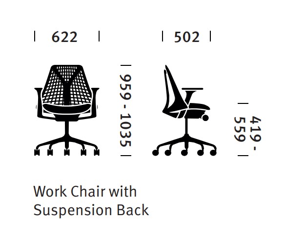 מידות כיסא Sayl לבן מהדורה מיוחדת - הרמן מילר - Herman Miller